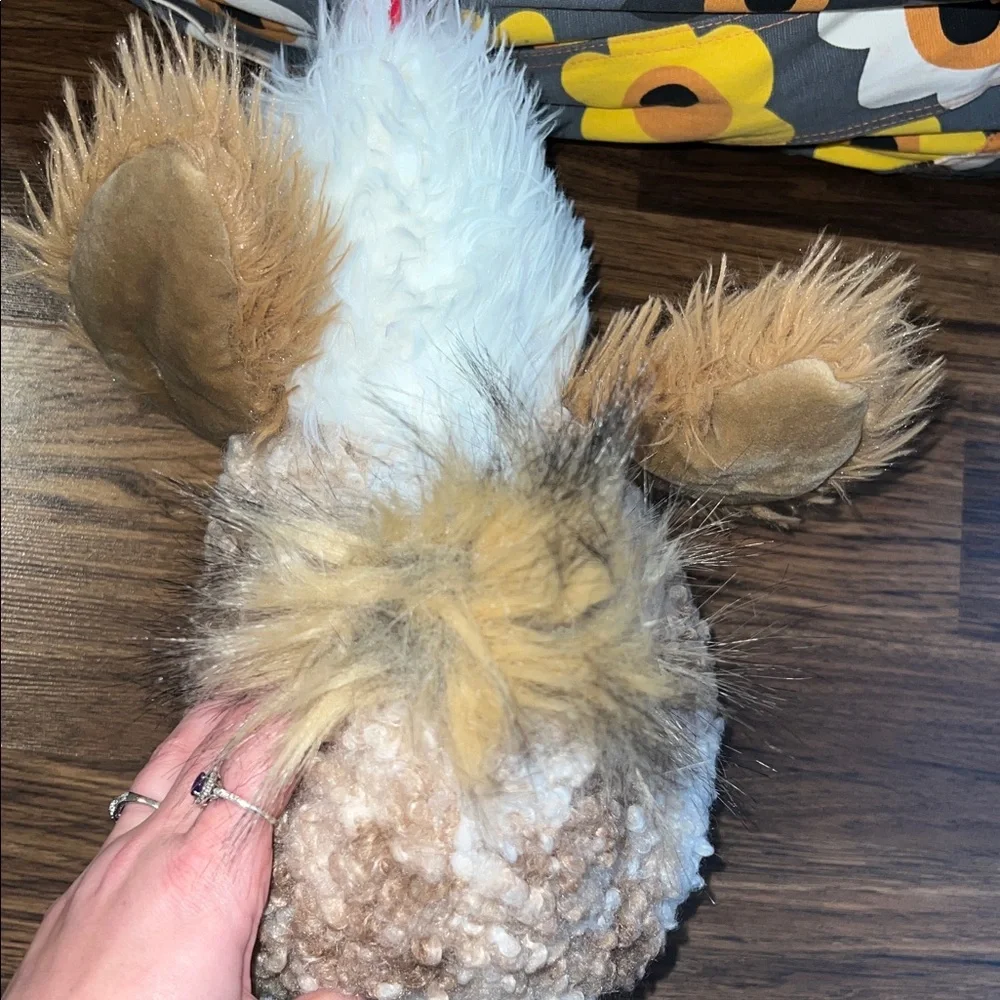 Plush Chicken Bird Toy - White, Brown, Yellow